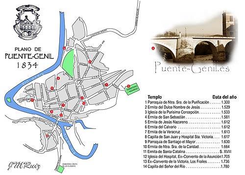 Plano de Puente-Genil en el momento de su fundación, año 1834 Plano de Puente-Genil en el momento de su fundación, año 1834